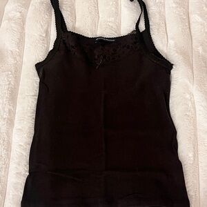 Dark Brown Lace Trim Tank Top